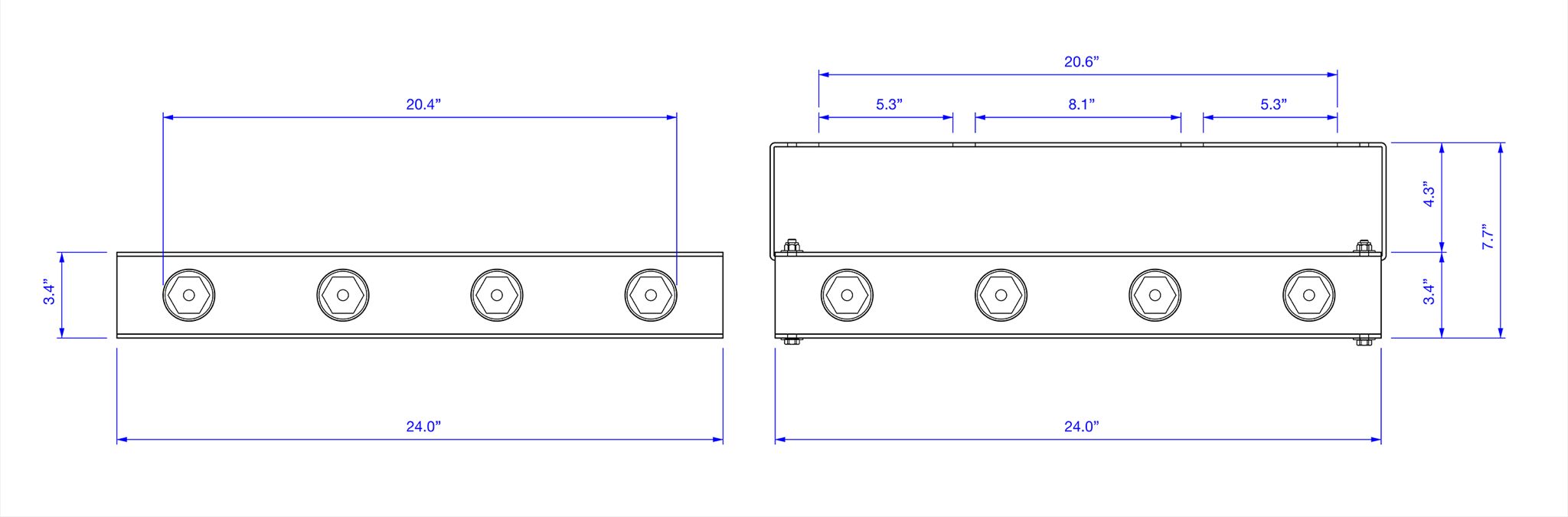 Quad Hex Port Storage/Rack Mounted or Wall Mounted